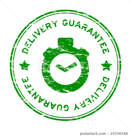 Grunge green delivery guarantee clock icon stamp Grunge green delivery guarantee clock icon stamp 24356586