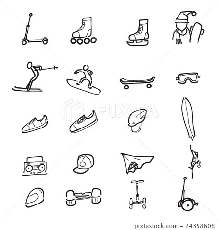 Sport gears drawing icons set 24358608