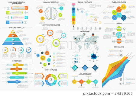 Set Of 9 Flat Minimal Infographics Set Of 9 Flat Minimal Infographics 24359105