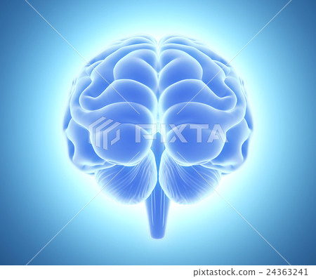 3D illustration of bright blue brain. 3D illustration of bright blue brain. 24363241