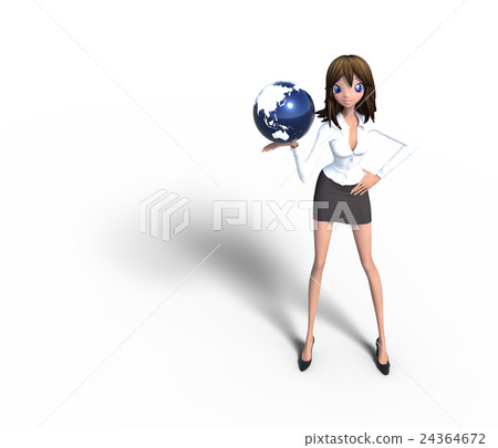 Globe and girl permigg3 DCG illustration material 24364672