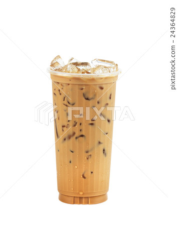 Iced coffee in plastic cup isolated on white 24364829