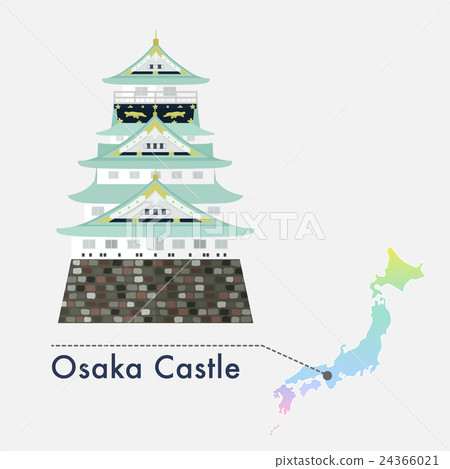 Japan Famous Castle Vector - Osaka Castle Japan Famous Castle Vector - Osaka Castle 24366021