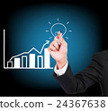 Businessman hand writing and drawing light bulb 24367638