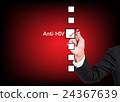 Hand holding pen choosing anti HIV of six options 24367639