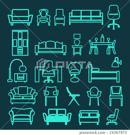 Vector Set of Fashion  interior outline  icons 24367973