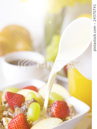 Breakfast Muesli, Black Coffee And Orange Juice On The Side Breakfast Muesli, Black Coffee And Orange Juice On The Side 24370741