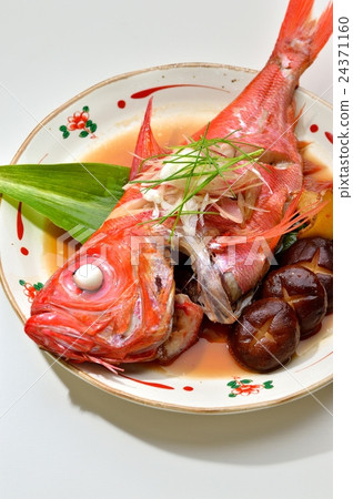 Domestic gold eye snapper (Kimmedai), boiled fish dish. Boiled fish, Japanese food. 24371160