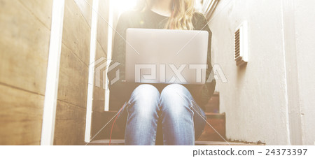Student Woman Using Notebook Working Concept Student Woman Using Notebook Working Concept 24373397