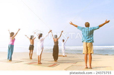Yoga Class By The Beach Concept 24373755