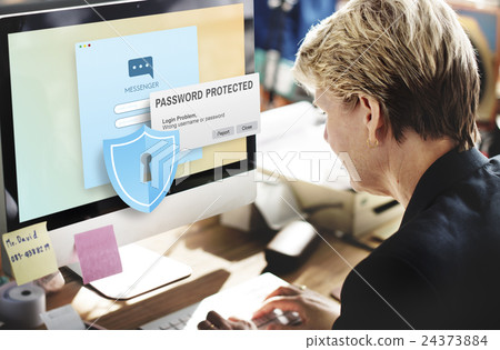 Password Protected Firewall Digital Internet Web Concept 24373884