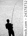 Silhouette of Man Fighting Fish in Rain 24378732