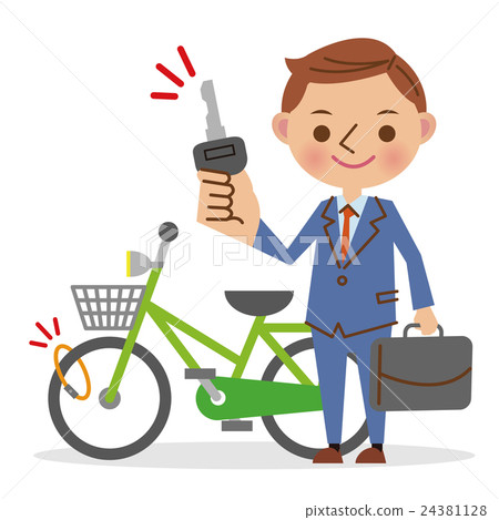 A businessman locking the bicycle 24381128