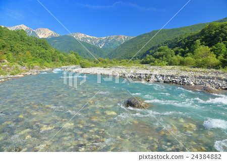 長野縣的Hakuba Seiryu和北阿爾卑斯山的山脈 長野縣的Hakuba Seiryu和北阿爾卑斯山的山脈 24384882