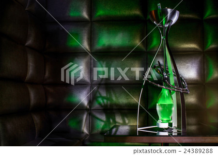 Vector neon shining hookah silhouettes. 24389288
