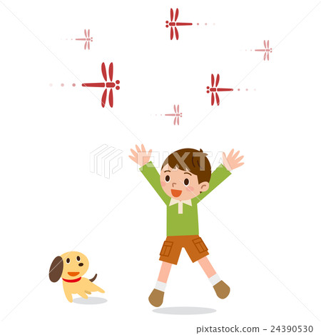 Red dragonfly and child 24390530