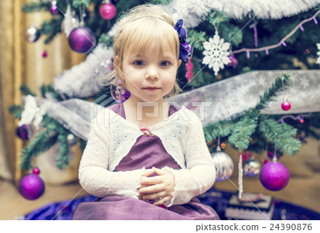 Little Girl and Christmas Tree Little Girl and Christmas Tree 24390876