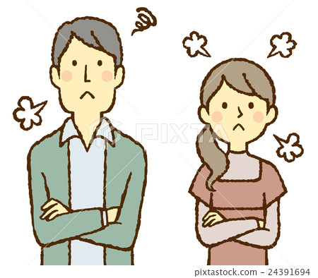 Young men and women dissatisfied - Stock Illustration [24391694] - PIXTA