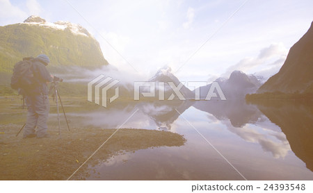 Foggy Mountain Lagoon Photograph Landscape Concept Foggy Mountain Lagoon Photograph Landscape Concept 24393548