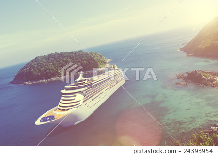 Cruise Ship in the Ocean with Blue Sky 24393954