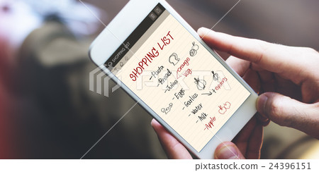 Shopping List Notes Groceries Refrigerated Concept 24396151