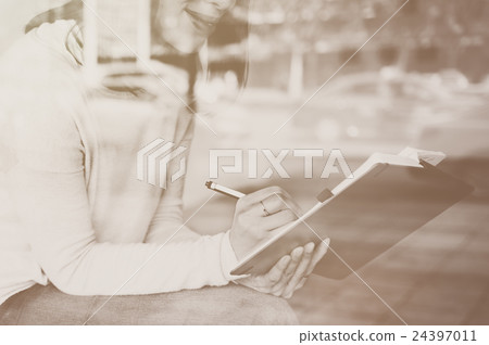 Asian Lady Writing Notebook Diary Concept Asian Lady Writing Notebook Diary Concept 24397011