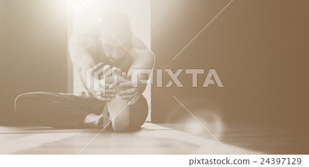 Man Yoga Practice Pose Training Concept Man Yoga Practice Pose Training Concept 24397129