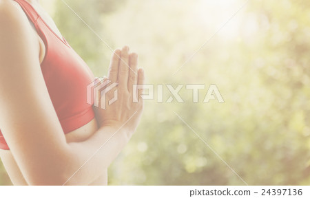 Woman Yoga Practice Pose Training Concept Woman Yoga Practice Pose Training Concept 24397136