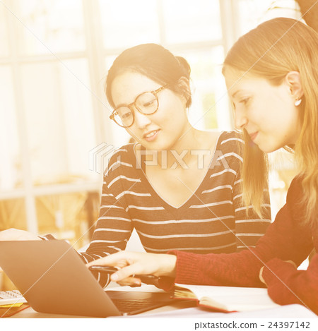Women Friendship Studying Brainstorming Technology Concept Women Friendship Studying Brainstorming Technology Concept 24397142