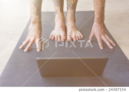 Man Yoga Practice Health Workout Concept Man Yoga Practice Health Workout Concept 24397154