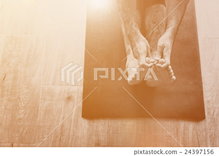 Man Yoga Practice Health Workout Concept Man Yoga Practice Health Workout Concept 24397156