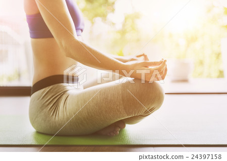 Woman Yoga Practice Pose Training Concept Woman Yoga Practice Pose Training Concept 24397158