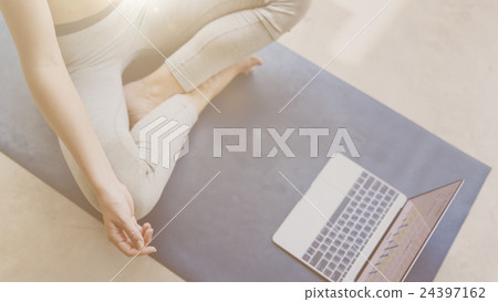 Woman Yoga Practice Pose Training Concept Woman Yoga Practice Pose Training Concept 24397162