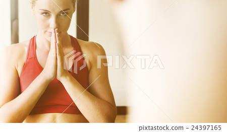 Woman Man Yoga Practice Pose Training Concept Woman Man Yoga Practice Pose Training Concept 24397165