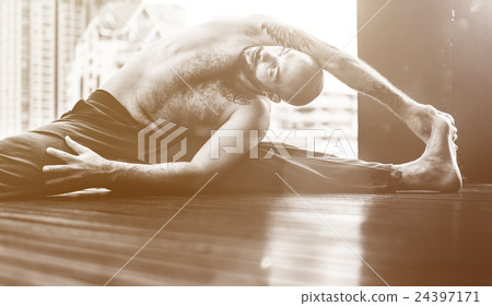Man Yoga Practice Pose Training Concept 24397171