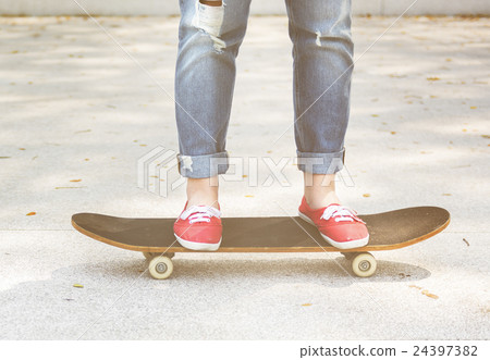 Skateboard Playing Standing Lifestyle Relaxing Concept Skateboard Playing Standing Lifestyle Relaxing Concept 24397382