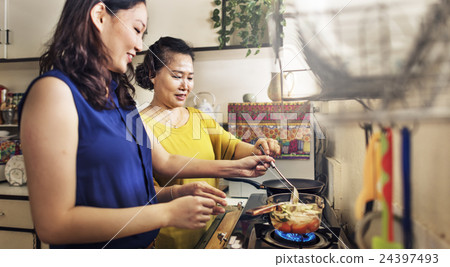 Mother Daughter Happiness Cooking Activity Concept Mother Daughter Happiness Cooking Activity Concept 24397493