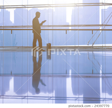 Businessman Reading Alone City Life Concept 24397770