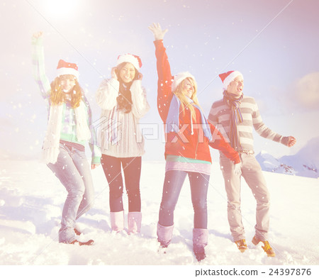 Friends Enjoyment Winter Holiday Christmas Concept 24397876