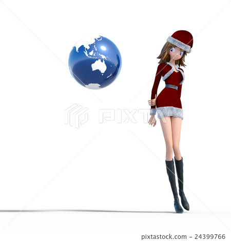 Santa Claus costume girl perming3DCG illustrations material Santa Claus costume girl perming3DCG illustrations material 24399766