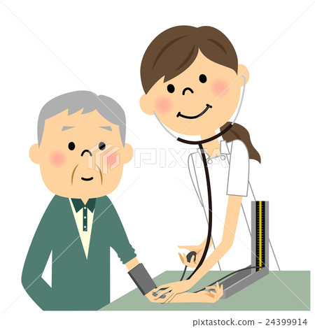 Nurse and elderly blood pressure measurement Nurse and elderly blood pressure measurement 24399914