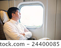 Men relaxing in the train of the bullet train 24400085