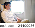 Men relaxing in the train of the bullet train 24400086