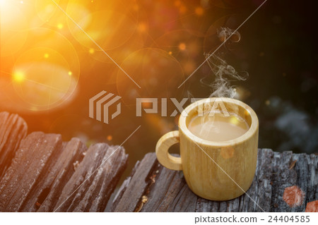 morning coffee with wood cup. morning coffee with wood cup. 24404585