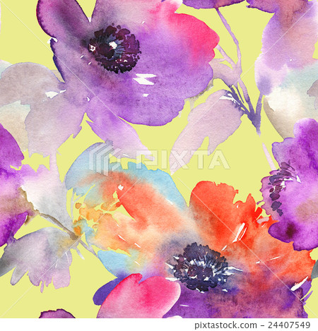 Purple watercolor flowers Purple watercolor flowers 24407549