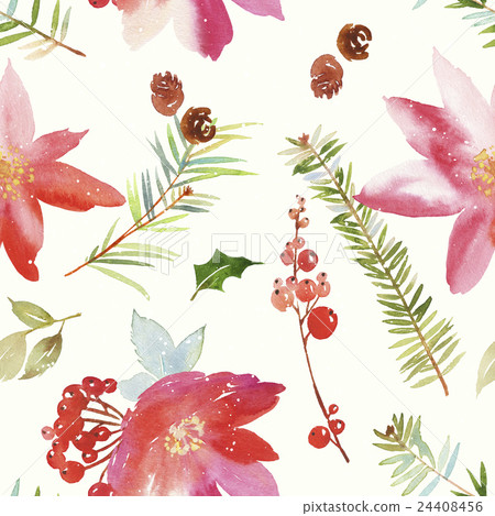 Watercolor seamless Christmas pattern - Stock Illustration [24408456 ...