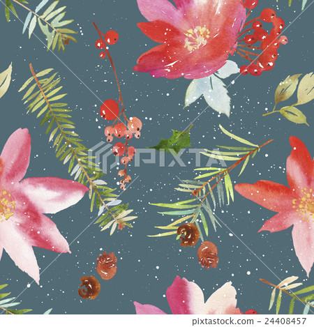 Watercolor seamless Christmas pattern - Stock Illustration [24408457 ...