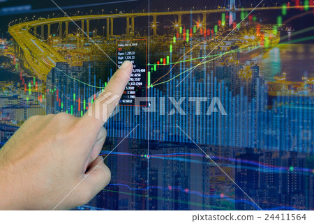 stocks market chart in blue on LED display stocks market chart in blue on LED display 24411564