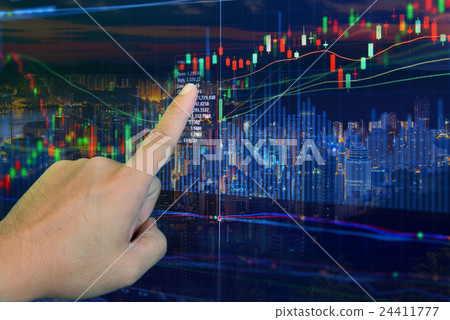 Double exposure of stocks market chart concept 24411777
