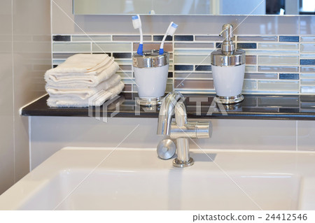 Lavatory and accessories with toilet mosaic wall  24412546